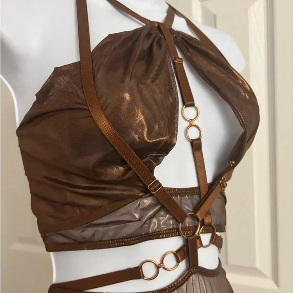 Dollskill Forplay brown metallic two pieces lingerie set - Picture 5 of 10